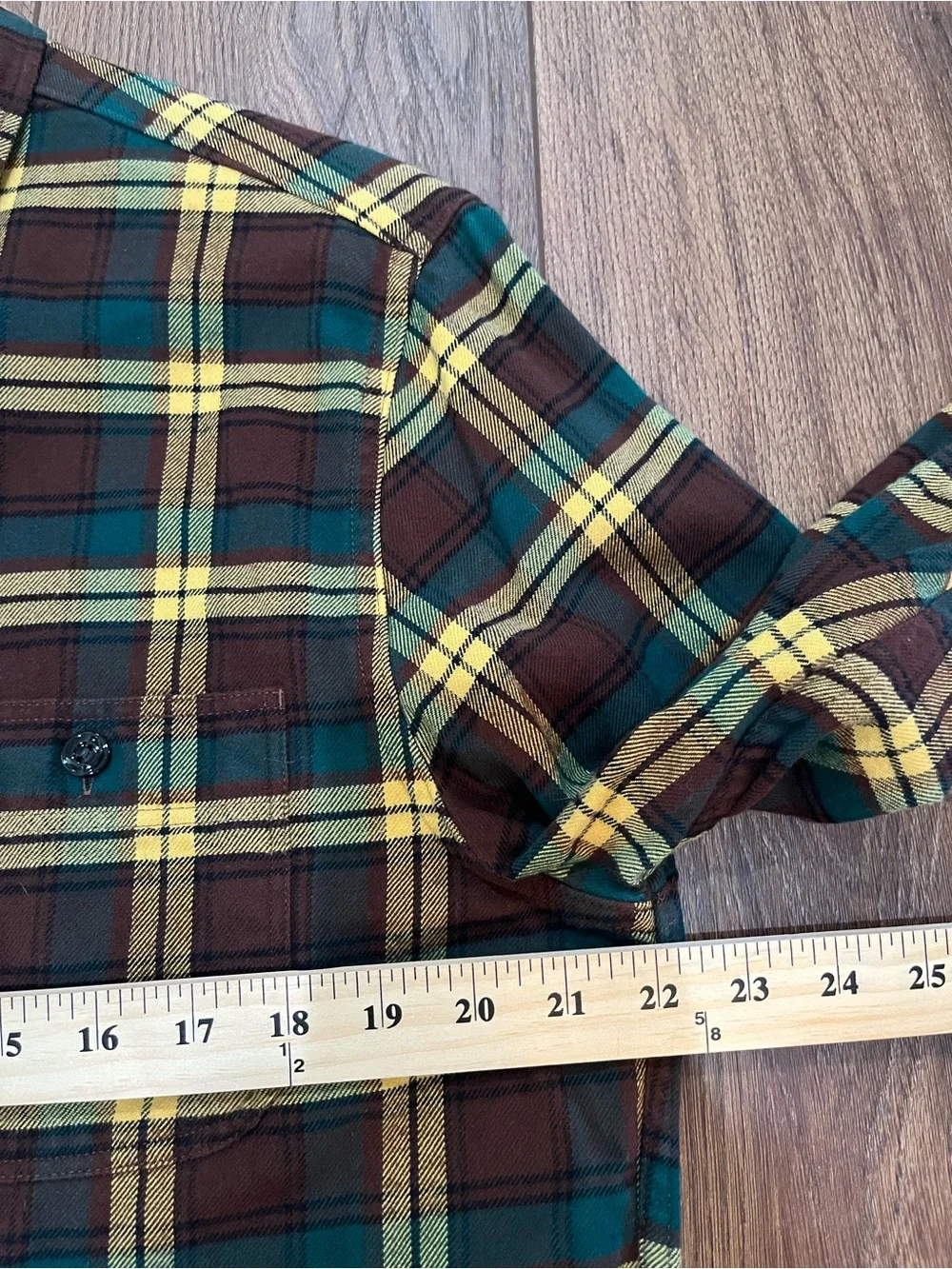 J.Crew Mid Weight Flannel‎ Regenerative Cotton Brown Plaid Shirt Mens Size Large